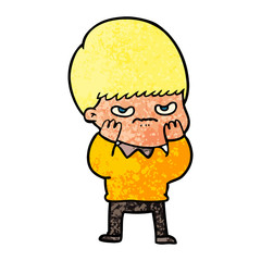 annoyed cartoon boy