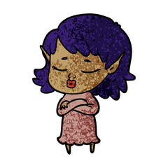 pretty cartoon elf girl with corssed arms