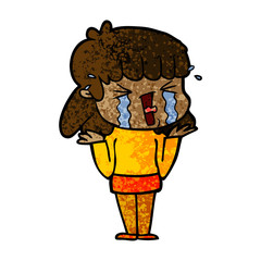 cartoon woman in tears