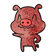 nervous cartoon pig