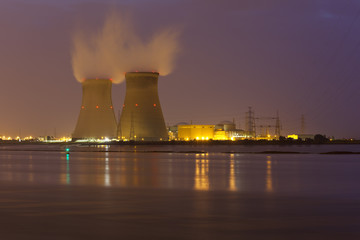 Nuclear Power Station At Night
