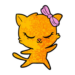 cute cartoon cat with bow