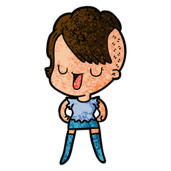 cute cartoon girl with hipster haircut