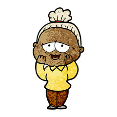 cartoon happy old lady