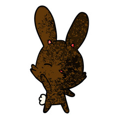 curious waving bunny cartoon