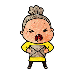 cartoon angry old woman