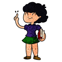 cartoon girl with books