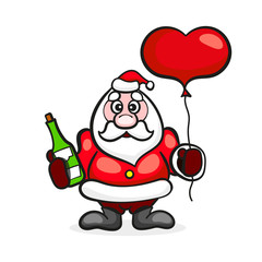 Valentine s day Santa Claus with champagne