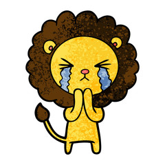 cartoon crying lion praying