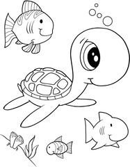  Cute Sea Turtle Vector Illustration Art