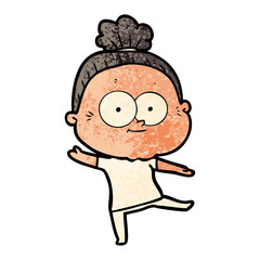 cartoon happy old woman