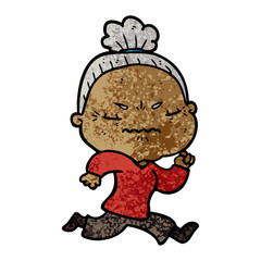 cartoon annoyed old lady