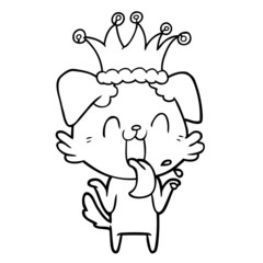 cartoon panting dog shrugging shoulders