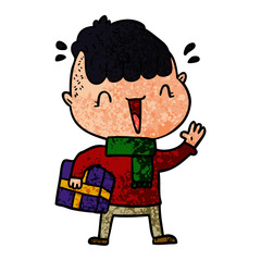 Obraz premium cartoon happy boy surprised