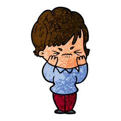 cartoon frustrated woman