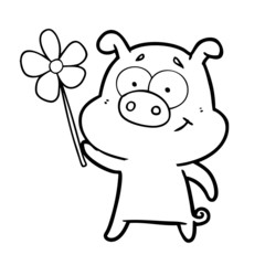 happy cartoon pig