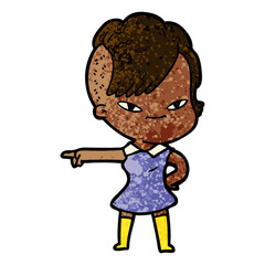 cute cartoon girl with hipster haircut