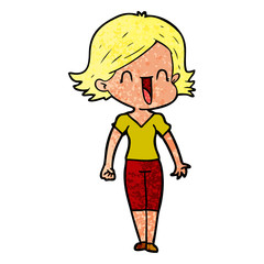cartoon happy woman