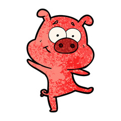happy cartoon pig dancing
