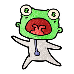 cartoon weird alien running away