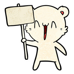 polar bear with protest sign cartoon