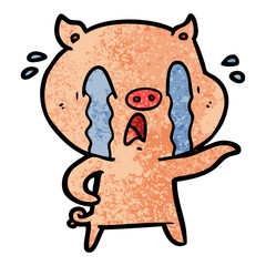 crying pig cartoon