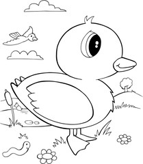 Cute Duck Bird Vector Illustration Art