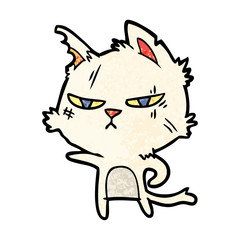 tough cartoon cat pointing