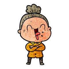 cartoon happy old woman