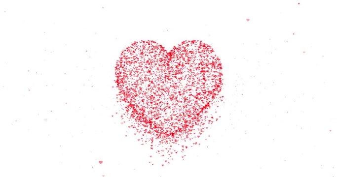 Beautiful abstract big red heart shape movement on white background.