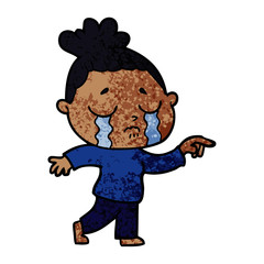 cartoon crying woman pointing