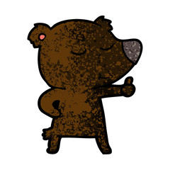 happy cartoon bear giving thumbs up