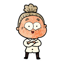 Fototapeta premium cartoon happy old woman