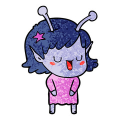 happy alien girl cartoon