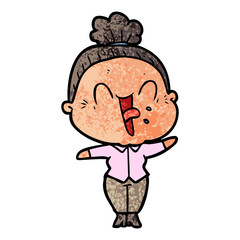 cartoon happy old woman