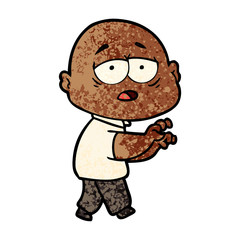 cartoon tired bald man