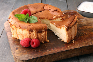 Homemade cheesecake  dessert - healthy organic summer dessert pie cheesecake. Vanilla Cheese Cake.