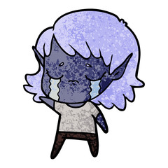 cartoon crying elf girl