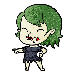 cartoon vampire girl with blood on cheek
