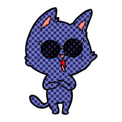 funny cartoon cat wearing sunglasses