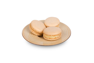 Yummy Macarons Served in Plate on White