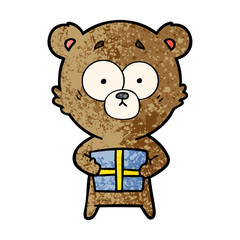 bear cartoon character with present