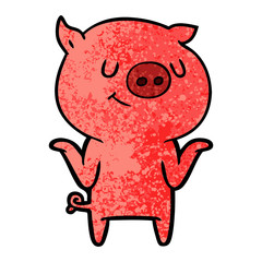 happy cartoon pig