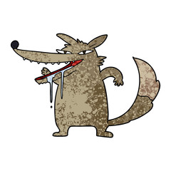 hungry cartoon wolf