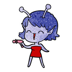cartoon alien girl laughing
