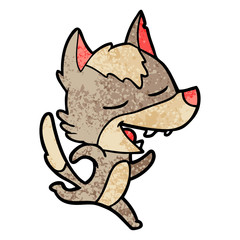 cartoon running wolf laughing