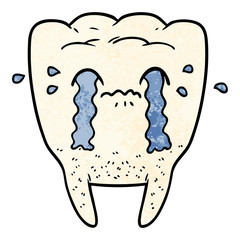 cartoon tooth crying