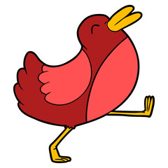 funny cartoon bird walking
