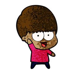 happy cartoon boy waving