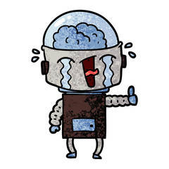cartoon crying robot making gesture